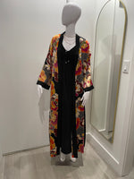 Diamond Tea Printed Woven Poly Kimono Wrap - Magnolia & Tan