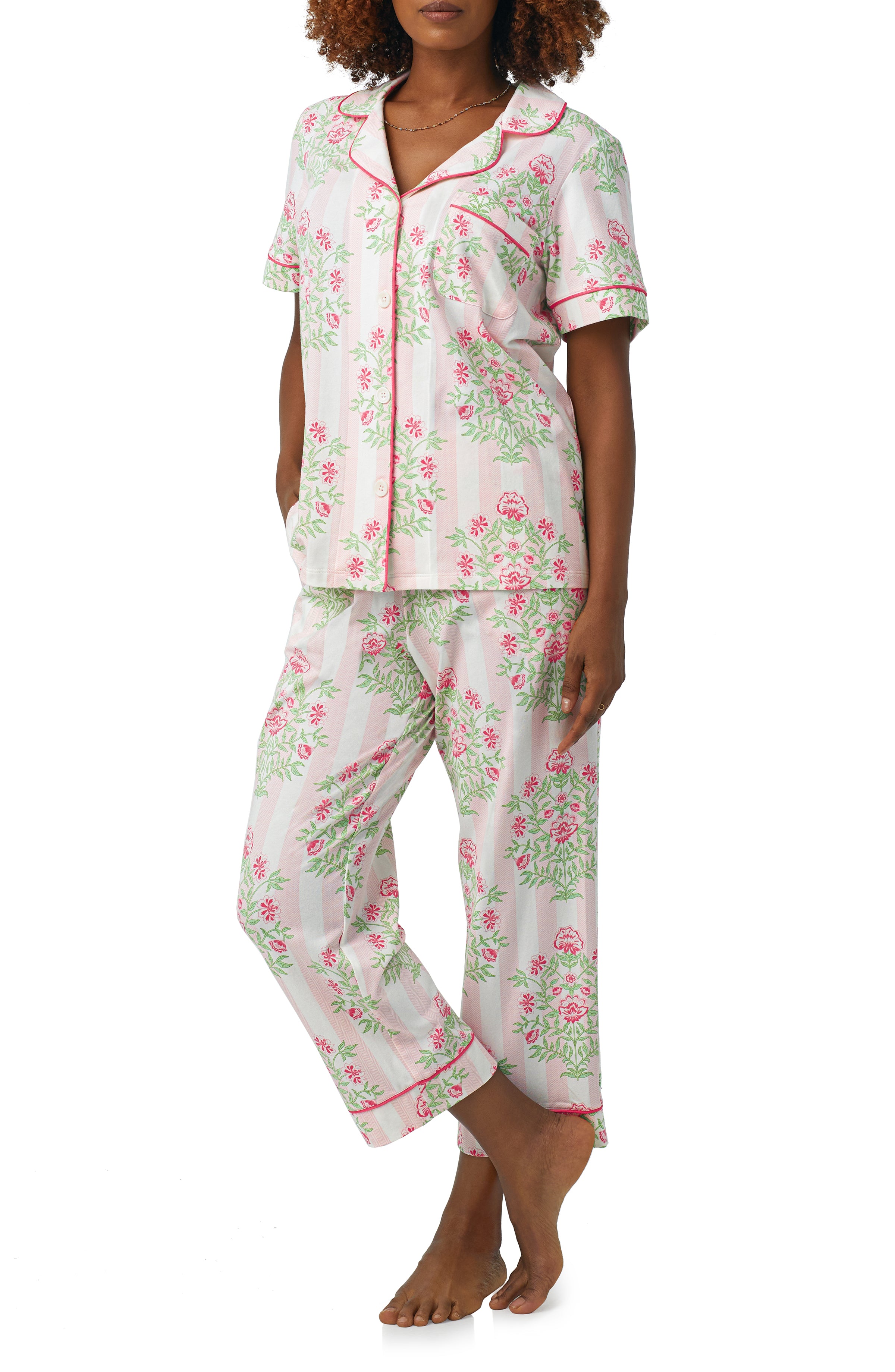 BedHead S/Slv Crop Stretch Jersey PJ Set - Estate Bouquet – Lily