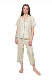 La Cera Cotton Pajama Set in Soft Yellow - Lily Pad Lingerie