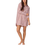 BedHead High Low Woven Cotton Poplin Boyfriend Shirt- Willow Ditsy