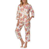 BedHead 3/4 Slv Woven Cotton Cropped PJ Set Chalet Floral