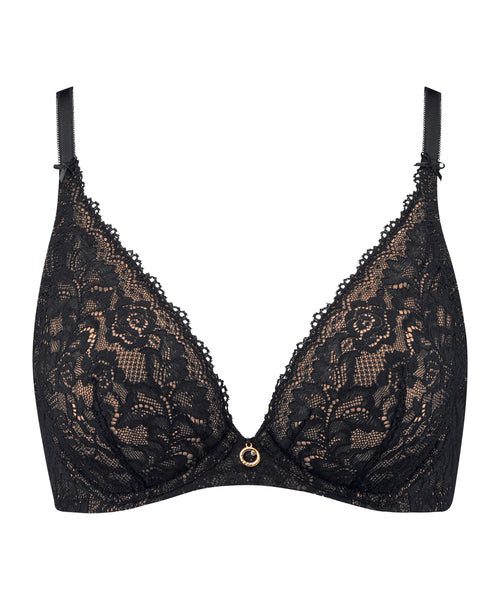 Aubade Rosessence Plunging Triangle Bra in Black