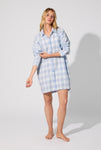 BedHead L/Slv Flannel Nightshirt - Mountain Plaid Blue