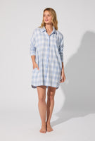 BedHead L/Slv Flannel Nightshirt - Mountain Plaid Blue
