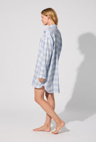 BedHead L/Slv Flannel Nightshirt - Mountain Plaid Blue