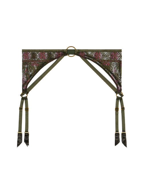Aubade Sound of Heart Garter Belt in Dark Garden