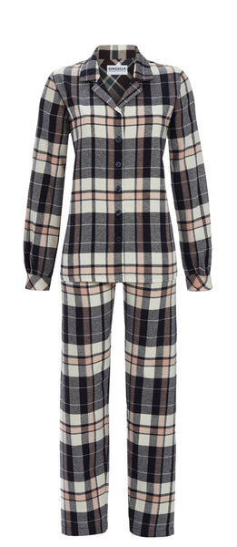 Ringella Flannel Plaid Pajama Set in Black/Pink
