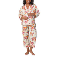 BedHead 3/4 Slv Woven Cotton Cropped PJ Set Chalet Floral