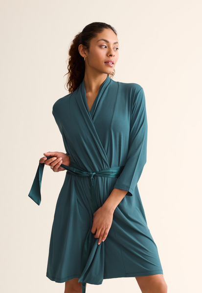 Fleur't Iconic Short Robe in Evergreen