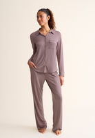 Fleur’t Button Down PJ Set in Cappuccino