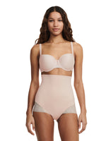 Chantelle Lace Shapewear High Waist Brief w/ Legs - Nude Blush & Black