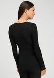 Hanro Woolen Lace L/Slv Top in Black