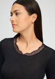Hanro Woolen Lace L/Slv Top in Black