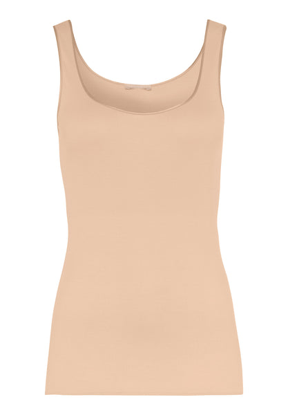 Hanro Cotton Seamless Round Neck Cotton Tank Top - Black, Nude, White