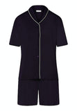 Hanro Natural Comfort S/Slv Pajama in Navy