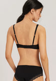Hanro Cotton Lace Trim Soft Cup Bra in Black & Powder