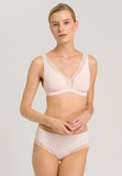 Hanro Cotton Lace Trim Soft Cup Bra in Black & Powder