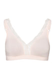 Hanro Cotton Lace Trim Soft Cup Bra in Black & Powder