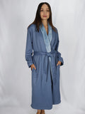 Mansfield Microfiber Shimmer Lined Robe in White & Periwinkle