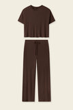 PJ Salvage Textured Essentials PJ Set in Chocolate