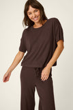 PJ Salvage Textured Essentials PJ Set in Chocolate