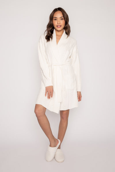 PJ Salvage Cable Knit Robe in Ivory