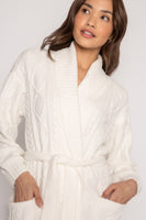 PJ Salvage Cable Knit Robe in Ivory