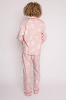 PJ Salvage Flannel Pink Bear PJ Set