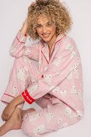 PJ Salvage Flannel Pink Bear PJ Set