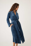 PJ Salvage Velvety Velour Robes in Navy and Bordeax