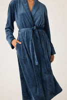 PJ Salvage Velvety Velour Robes in Navy and Bordeax