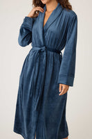 PJ Salvage Velvety Velour Robes in Navy and Bordeax