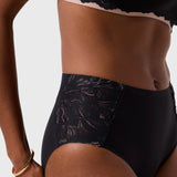 Evelyn & Bobbie High-Waisted Brief in Noir Black (Smooth Lace) - Lily Pad Lingerie