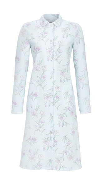 Ringella Blue Pink Floral Collared Zip Robe