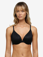 Chantelle Norah Comfort Lace Unlined Front Close Bra - Rose Beige & Black