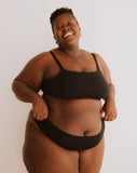 Huha Mineral Undies - High-Rise Thong in Black & Beige - Lily Pad Lingerie