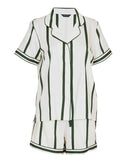 Fable & Eve Maida Vale Printed Stripe S/SLV Shorty Set (M left)