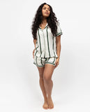 Fable & Eve Maida Vale Printed Stripe S/SLV Shorty Set (M left)