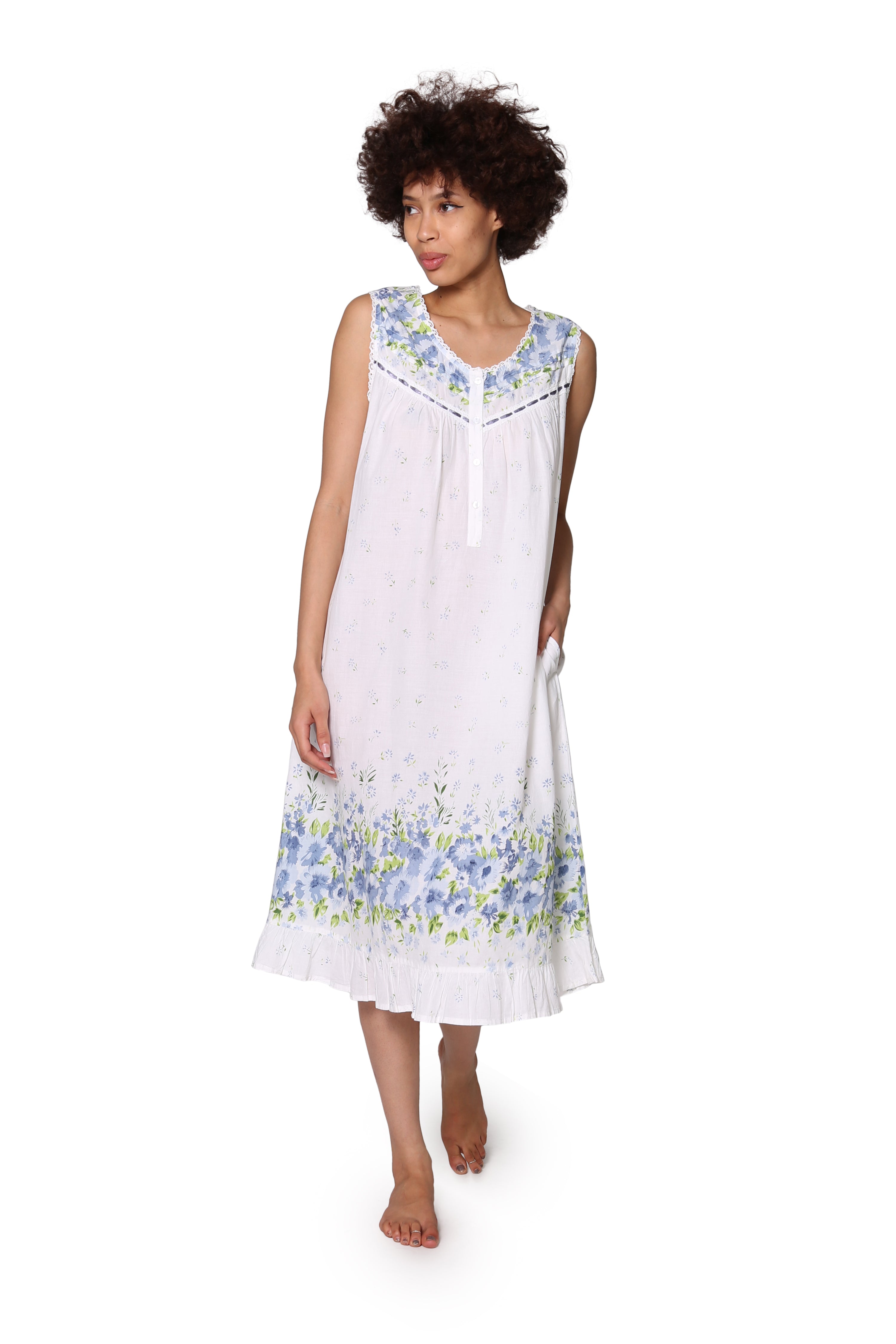 La Cera Floral Edge Cotton Gown – Lily Pad Lingerie