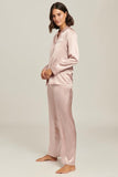 Ginia Silk Fine Finishes Pajama Set - Silver Pink