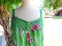 La Cera Green Floral Top Button Front Gown - Lily Pad Lingerie