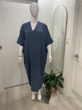 Diamond Tea Crinkle Poly Caftan - Indigo