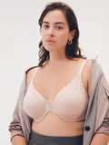 Chantelle Norah Comfort Lace Unlined Front Close Bra - Rose Beige & Black