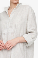 The Sleep Shirt Short Pinstripe Linen Sleep Shirt